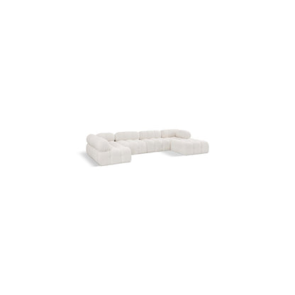 Ames Cream Boucle Fabric Modular Sectional