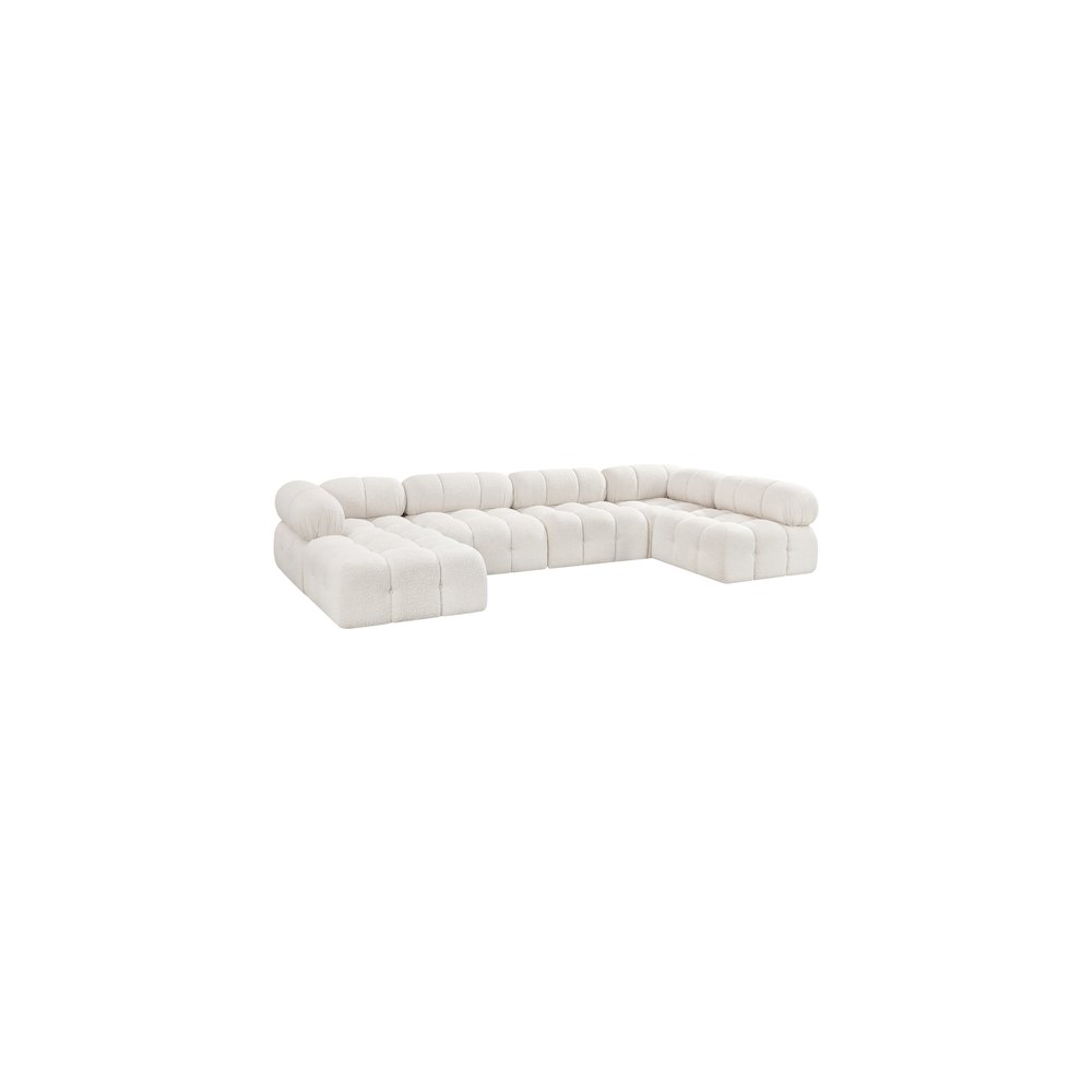 Ames Cream Boucle Fabric Modular Sectional