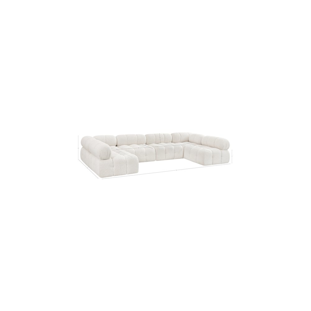 Ames Cream Boucle Fabric Modular Sectional