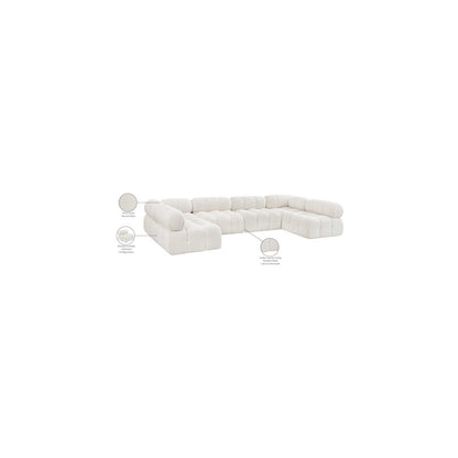 Ames Cream Boucle Fabric Modular Sectional