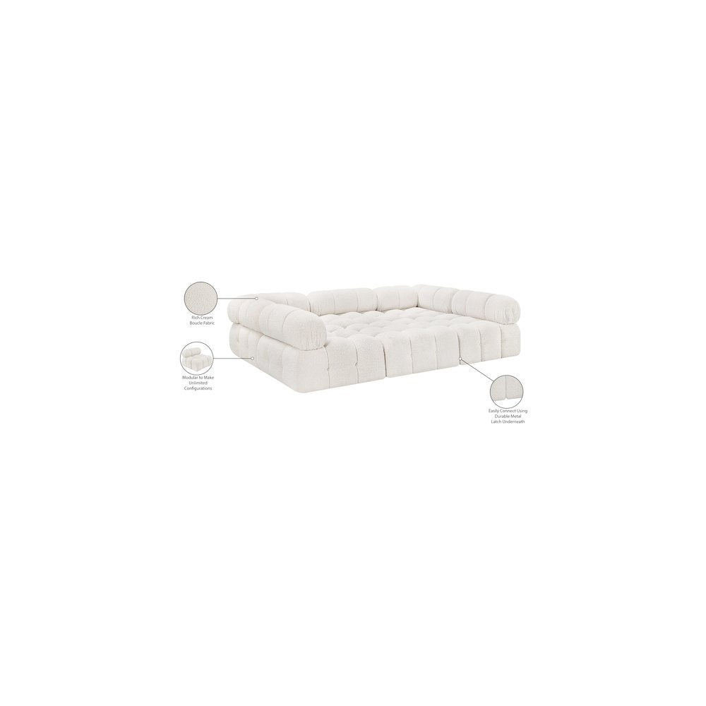 Ames Cream Boucle Fabric Modular Sectional