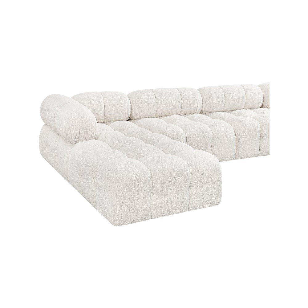Ames Cream Boucle Fabric Modular Sectional