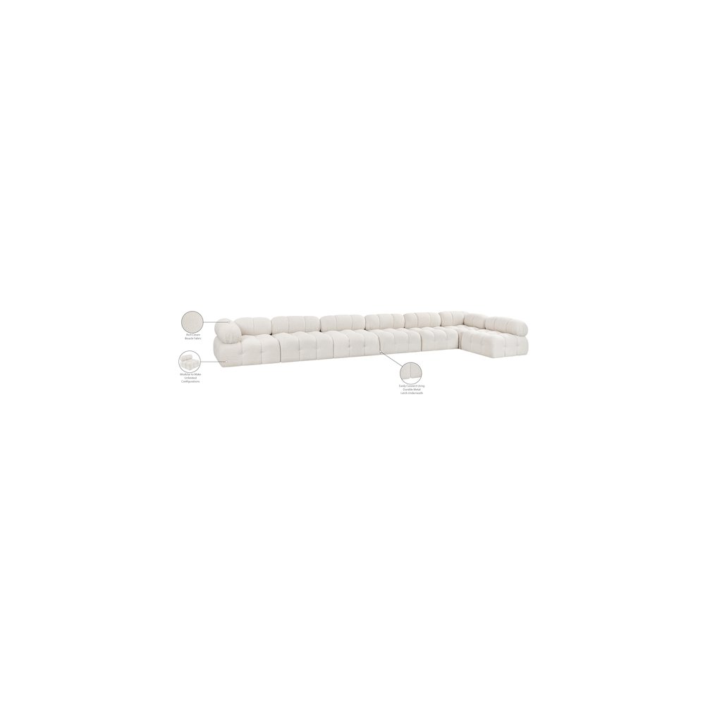 Ames Cream Boucle Fabric Modular Sectional