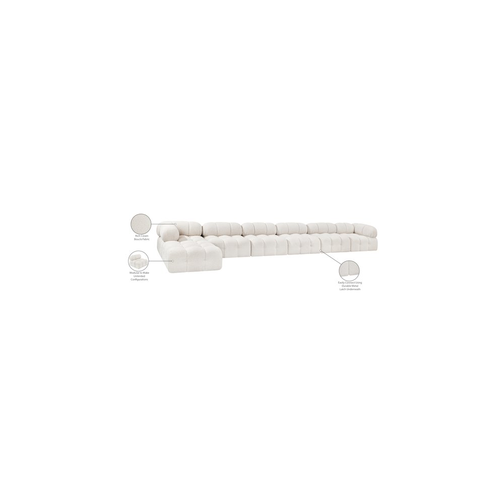 Ames Cream Boucle Fabric Modular Sectional