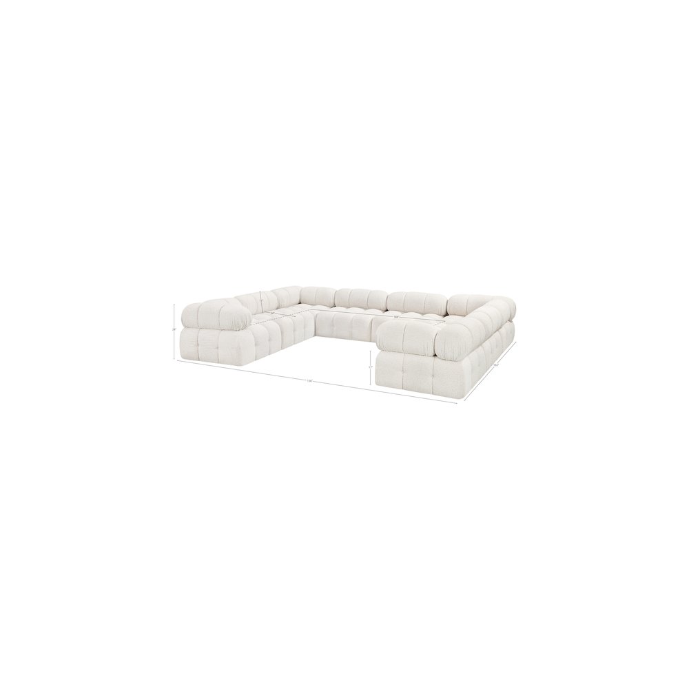Ames Cream Boucle Fabric Modular Sectional