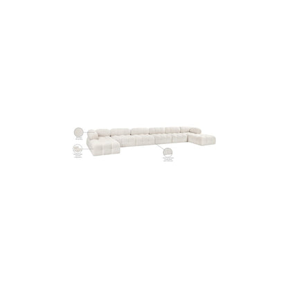 Ames Cream Boucle Fabric Modular Sectional
