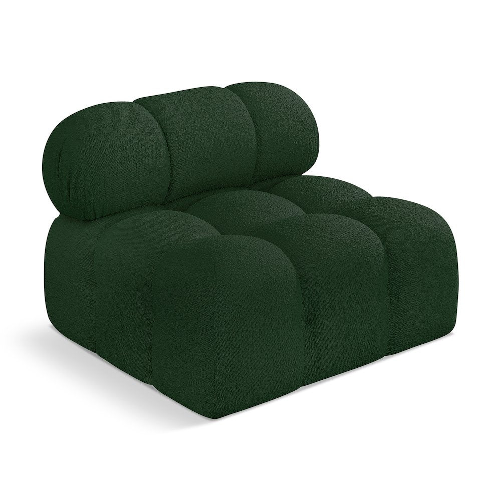 Ames Green Boucle Fabric Armless