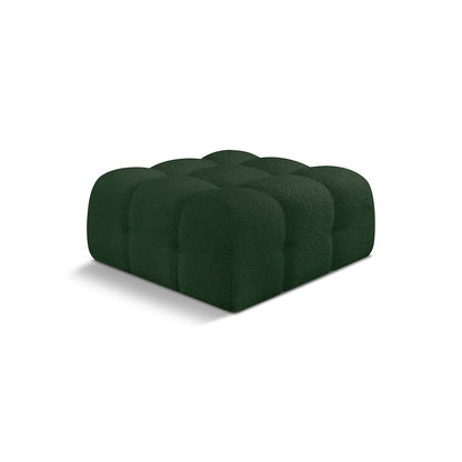 Ames Green Boucle Fabric Ottoman