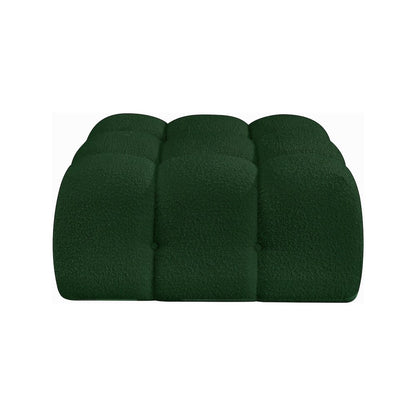 Ames Green Boucle Fabric Ottoman
