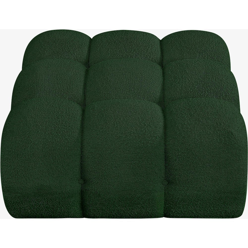 Ames Green Boucle Fabric Ottoman