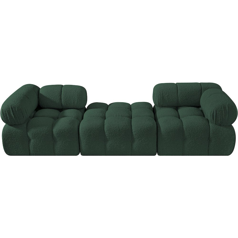 Ames 102" Green Boucle Fabric Upholstered 3pc. Modular Sofa
