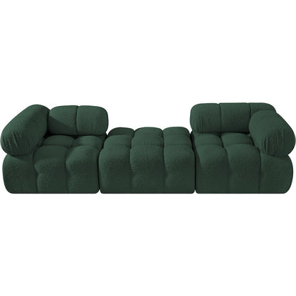 Ames 102" Green Boucle Fabric Upholstered 3pc. Modular Sofa