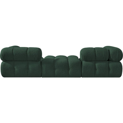 Ames 102" Green Boucle Fabric Upholstered 3pc. Modular Sofa