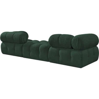 Ames 102" Green Boucle Fabric Upholstered 3pc. Modular Sofa