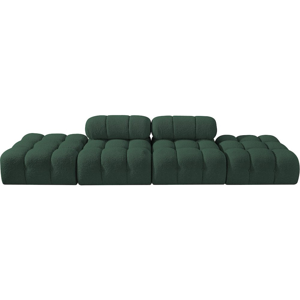Ames 136" Green Boucle Fabric Upholstered 4pc. Modular Sofa