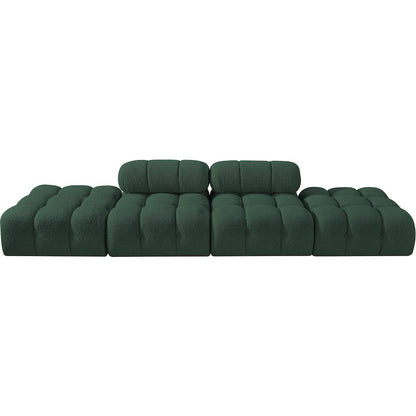 Ames 136" Green Boucle Fabric Upholstered 4pc. Modular Sofa