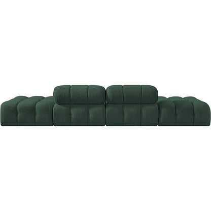 Ames 136" Green Boucle Fabric Upholstered 4pc. Modular Sofa