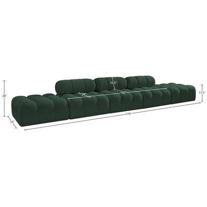 Ames 170" Green Boucle Fabric Upholstered 5pc. Modular Sofa