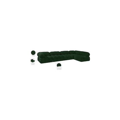 Ames Green Boucle Fabric Modular Sectional