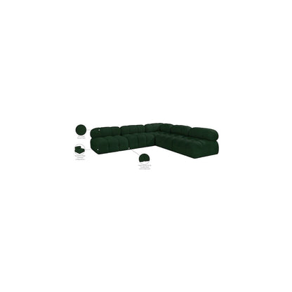 Ames Green Boucle Fabric Modular Sectional