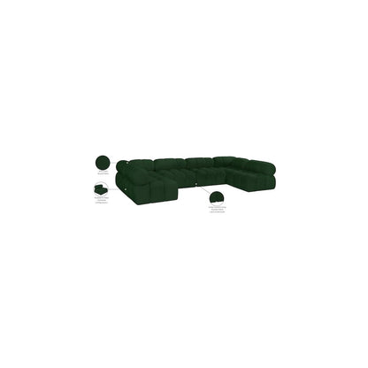 Ames Green Boucle Fabric Modular Sectional