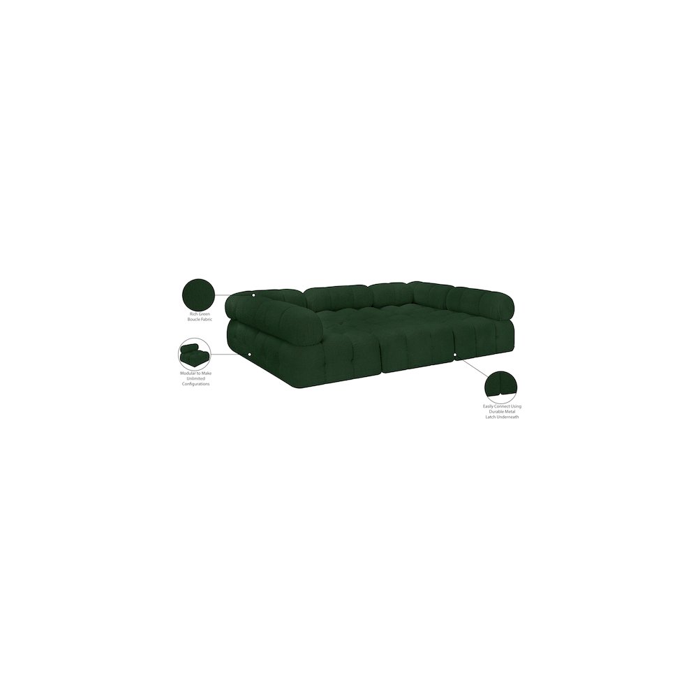 Ames Green Boucle Fabric Modular Sectional