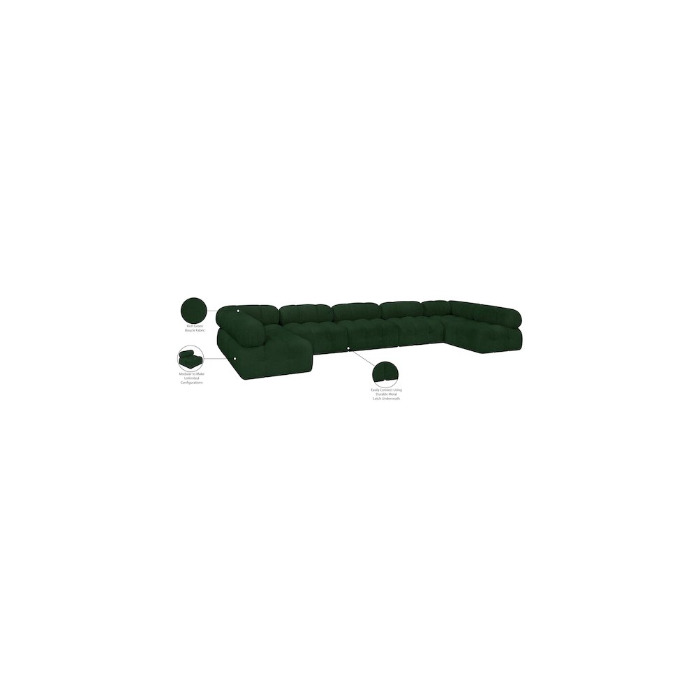 Ames Green Boucle Fabric Modular Sectional