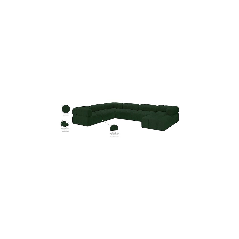 Ames Green Boucle Fabric Modular Sectional