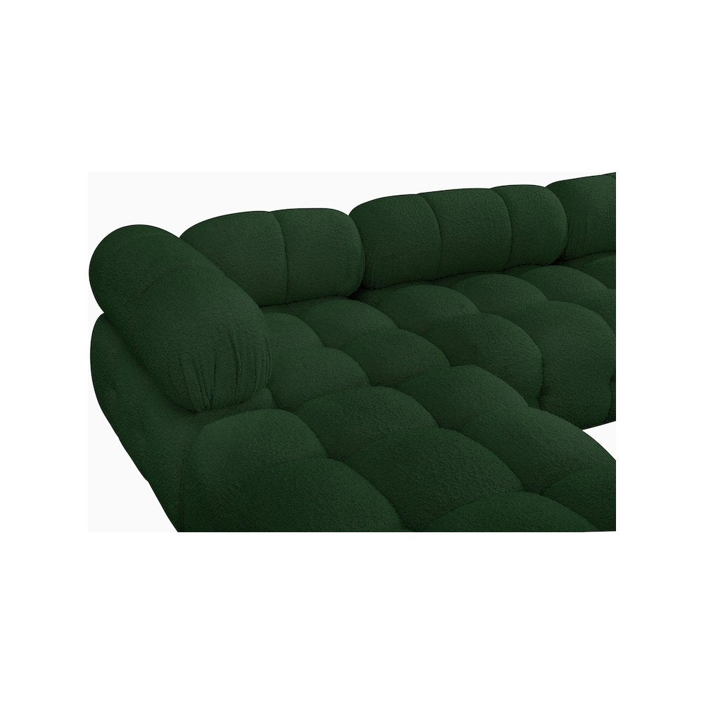 Ames Green Boucle Fabric Modular Sectional
