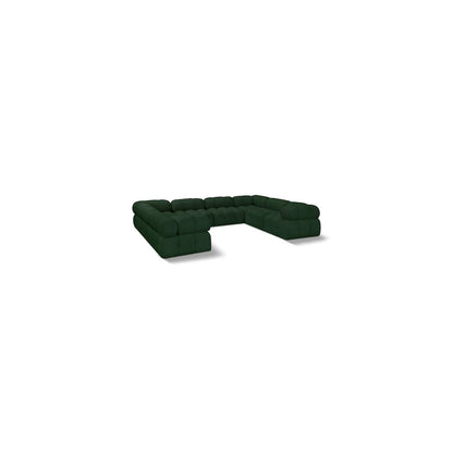 Ames Green Boucle Fabric Modular Sectional