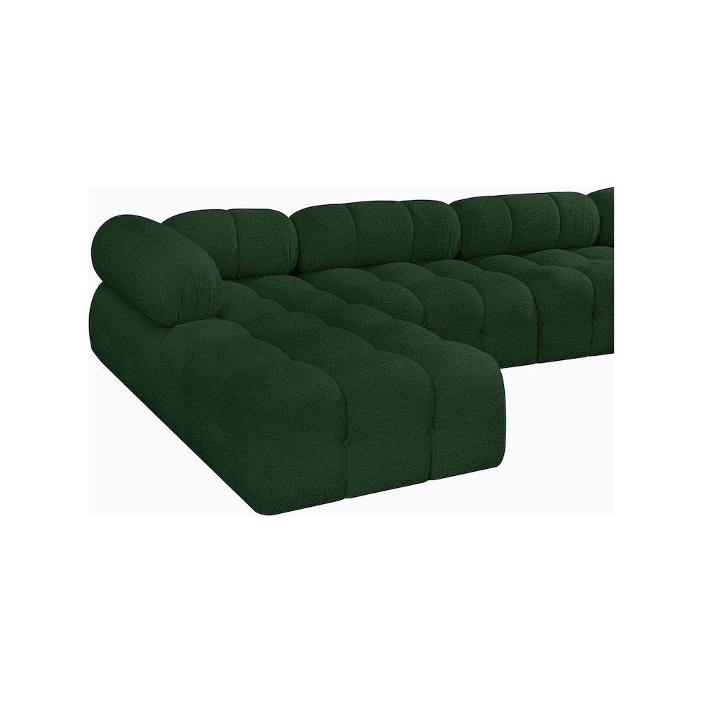 Ames Green Boucle Fabric Modular Sectional