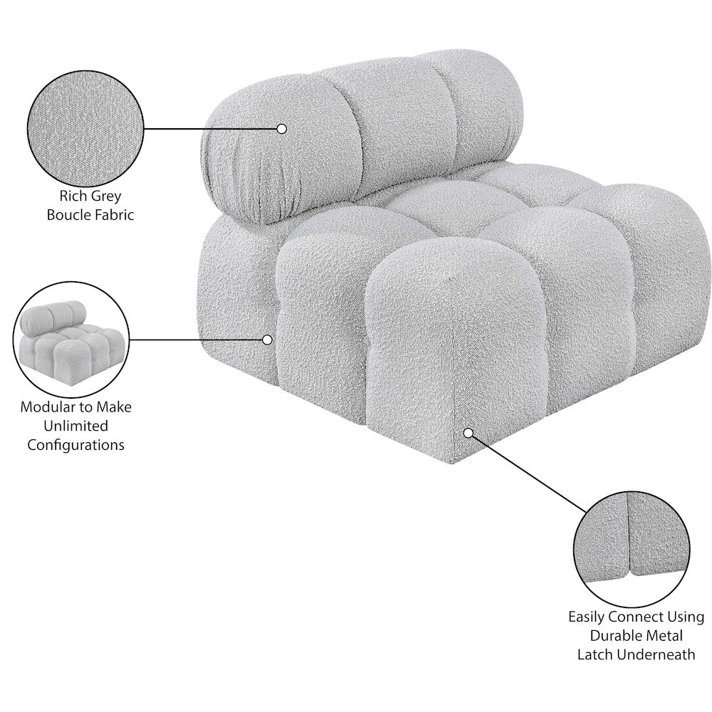 Ames Grey Boucle Fabric Armless