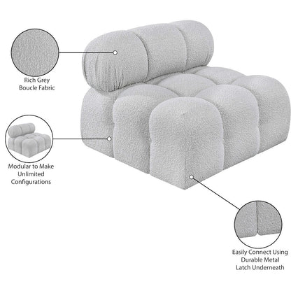 Ames Grey Boucle Fabric Armless