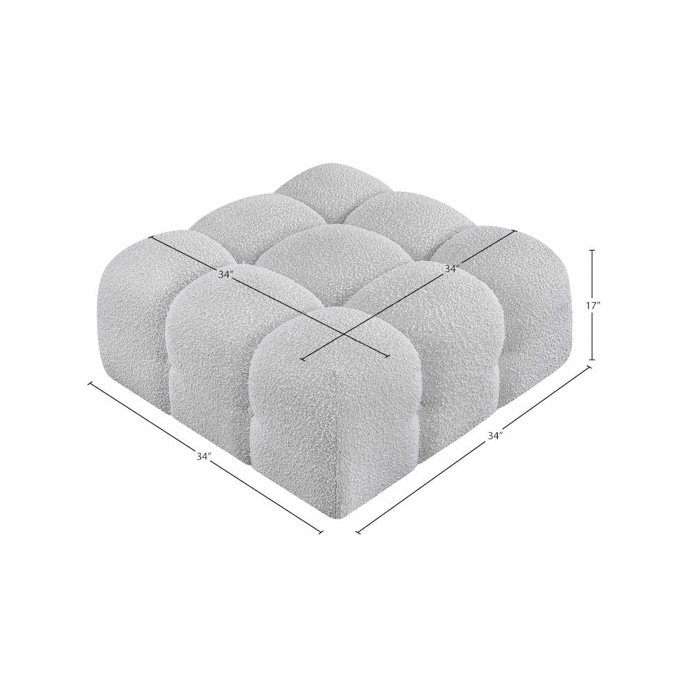 Ames Grey Boucle Fabric Ottoman
