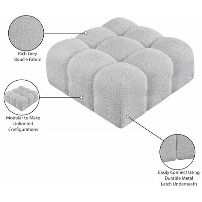 Ames Grey Boucle Fabric Ottoman