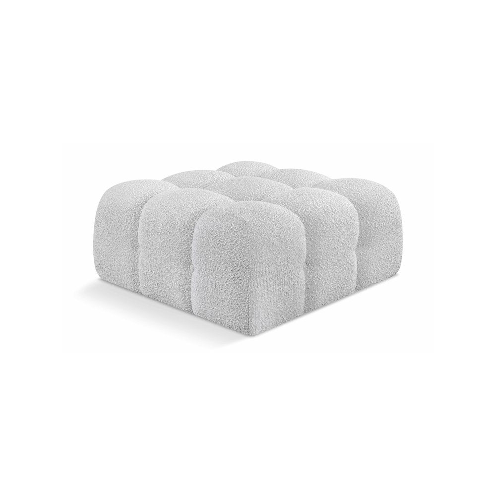 Ames Grey Boucle Fabric Ottoman