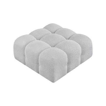 Ames Grey Boucle Fabric Ottoman