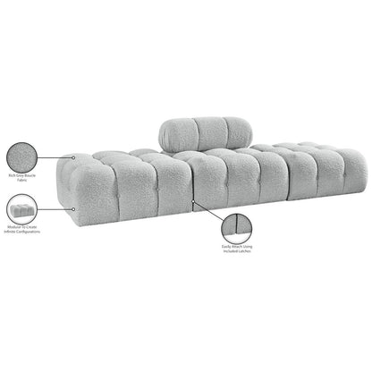 Ames 102" Grey Boucle Fabric Upholstered 3pc. Modular Sofa