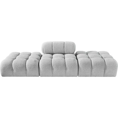 Ames 102" Grey Boucle Fabric Upholstered 3pc. Modular Sofa