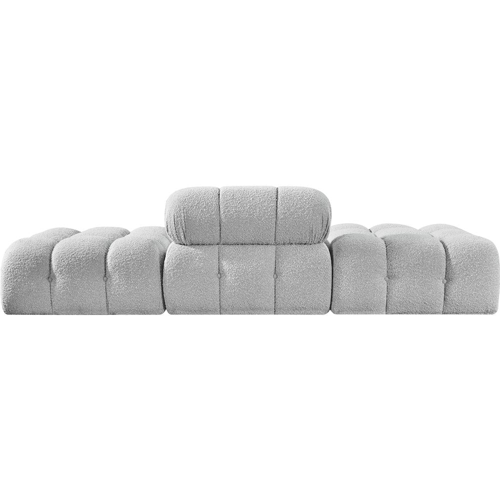 Ames 102" Grey Boucle Fabric Upholstered 3pc. Modular Sofa