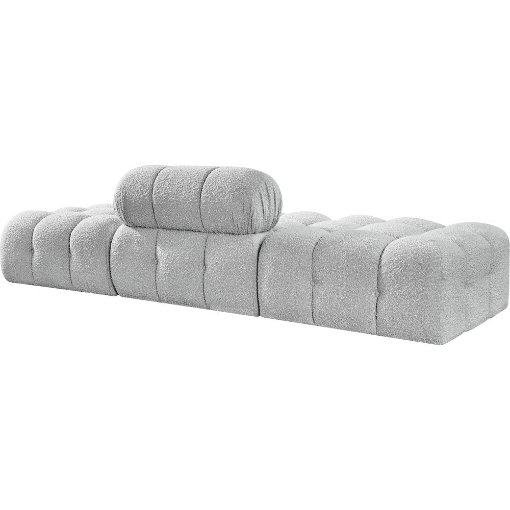 Ames 102" Grey Boucle Fabric Upholstered 3pc. Modular Sofa