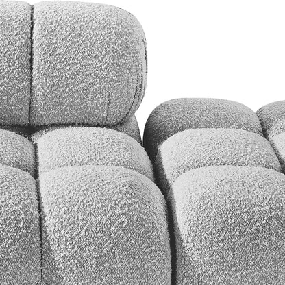 Ames 102" Grey Boucle Fabric Upholstered 3pc. Modular Sofa