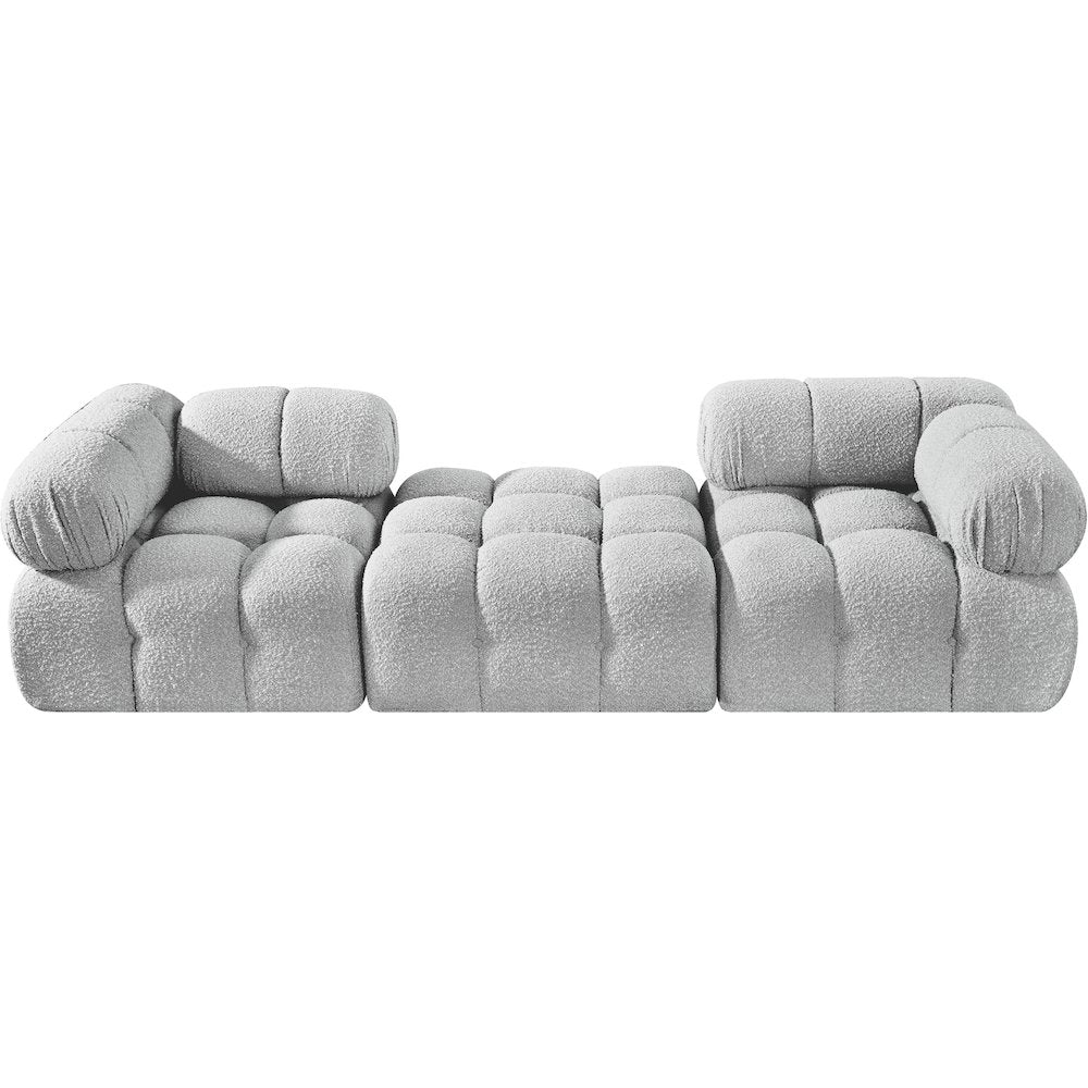 Ames 102" Grey Boucle Fabric Upholstered 3pc. Modular Sofa