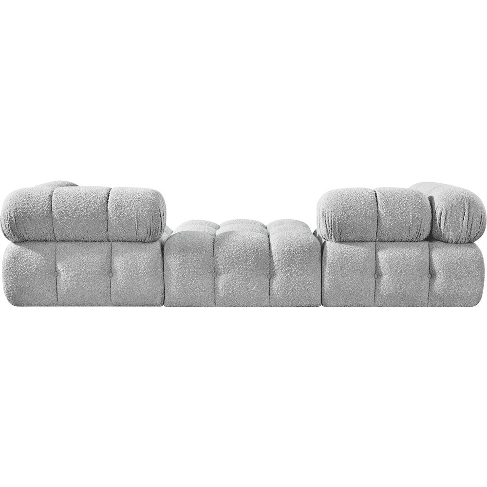 Ames 102" Grey Boucle Fabric Upholstered 3pc. Modular Sofa