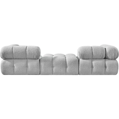 Ames 102" Grey Boucle Fabric Upholstered 3pc. Modular Sofa