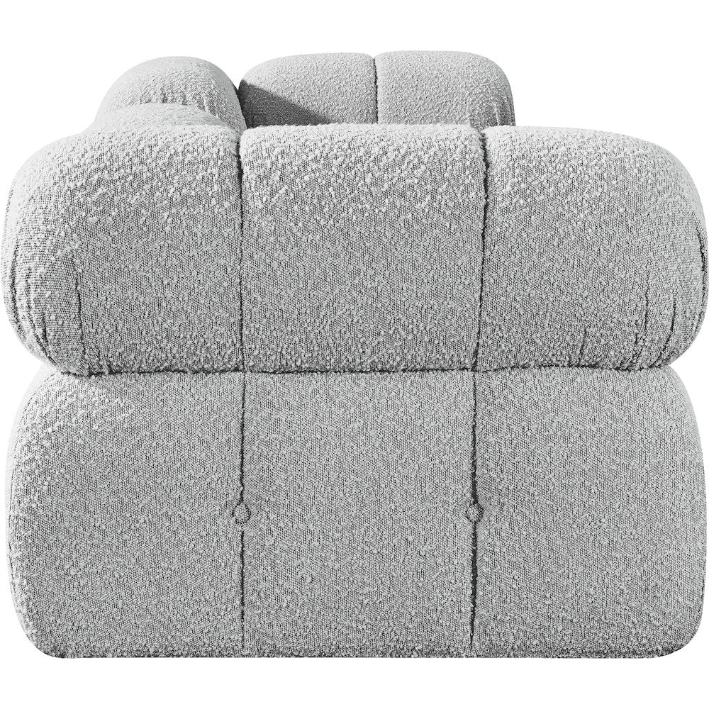 Ames 102" Grey Boucle Fabric Upholstered 3pc. Modular Sofa