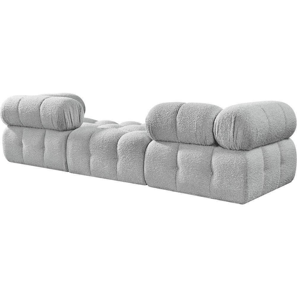 Ames 102" Grey Boucle Fabric Upholstered 3pc. Modular Sofa