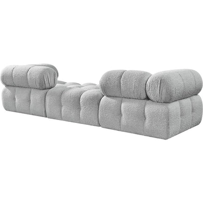 Ames 102" Grey Boucle Fabric Upholstered 3pc. Modular Sofa