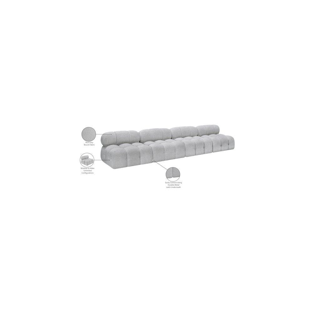 Ames Grey Boucle Fabric Modular Sofa