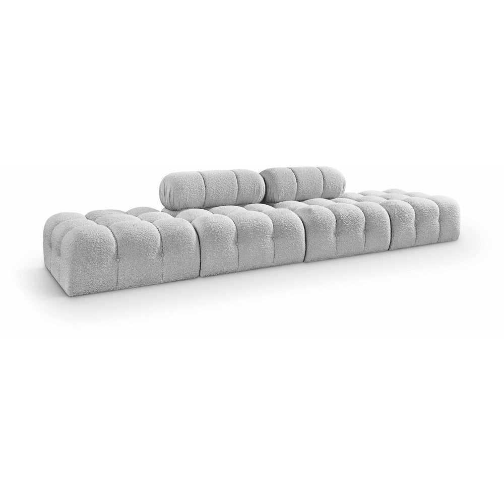 Ames 136" Grey Boucle Fabric Upholstered 4pc. Modular Sofa